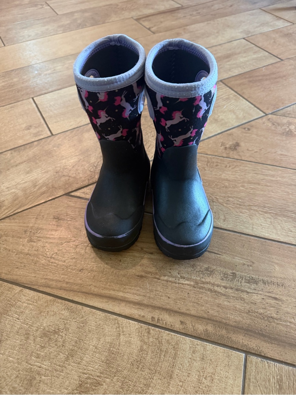 Bogs Kids Black and Pink Unicorn Rain Boots